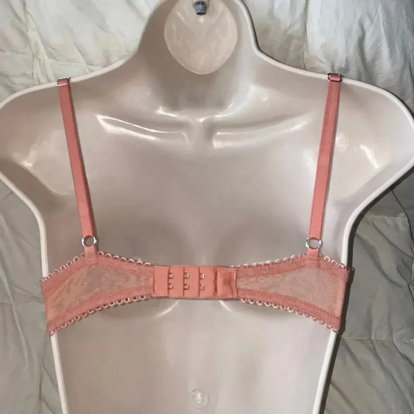 Victoria's Secret 32C DREAM ANGELS Glitter Pushup Champagne Bra Floral Lace Mesh - Picture 3 of 10